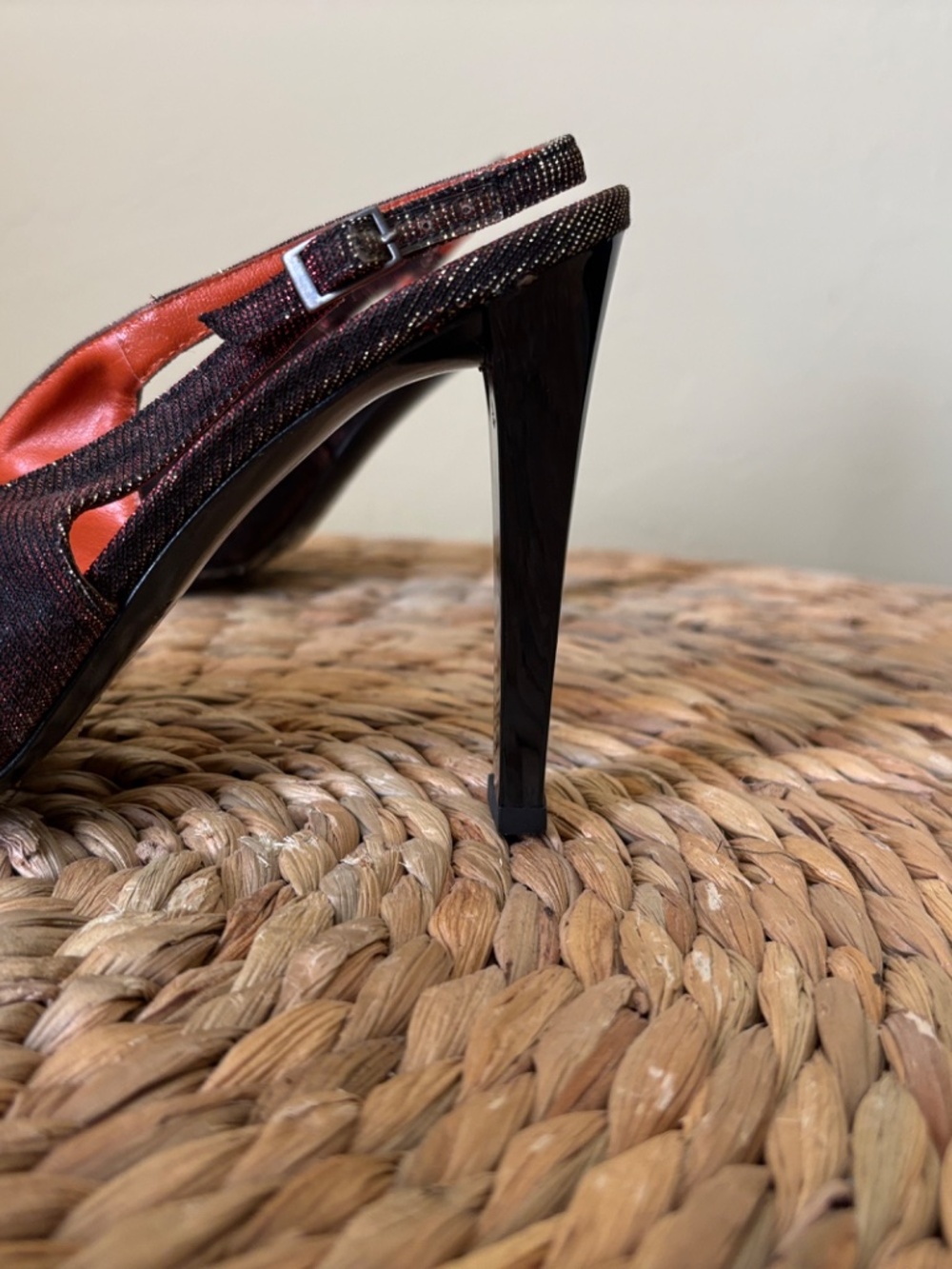 GIUSEPPI ZANOTTI Design / VICINI / red / gold pointed toe slingback heel / 37.5 - Picture 8 of 15